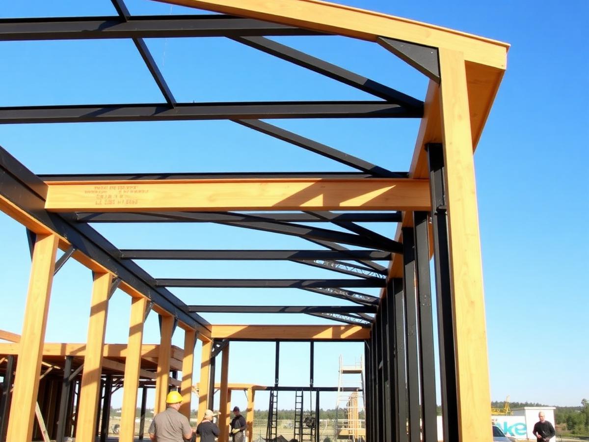 Steel frame assembly on site